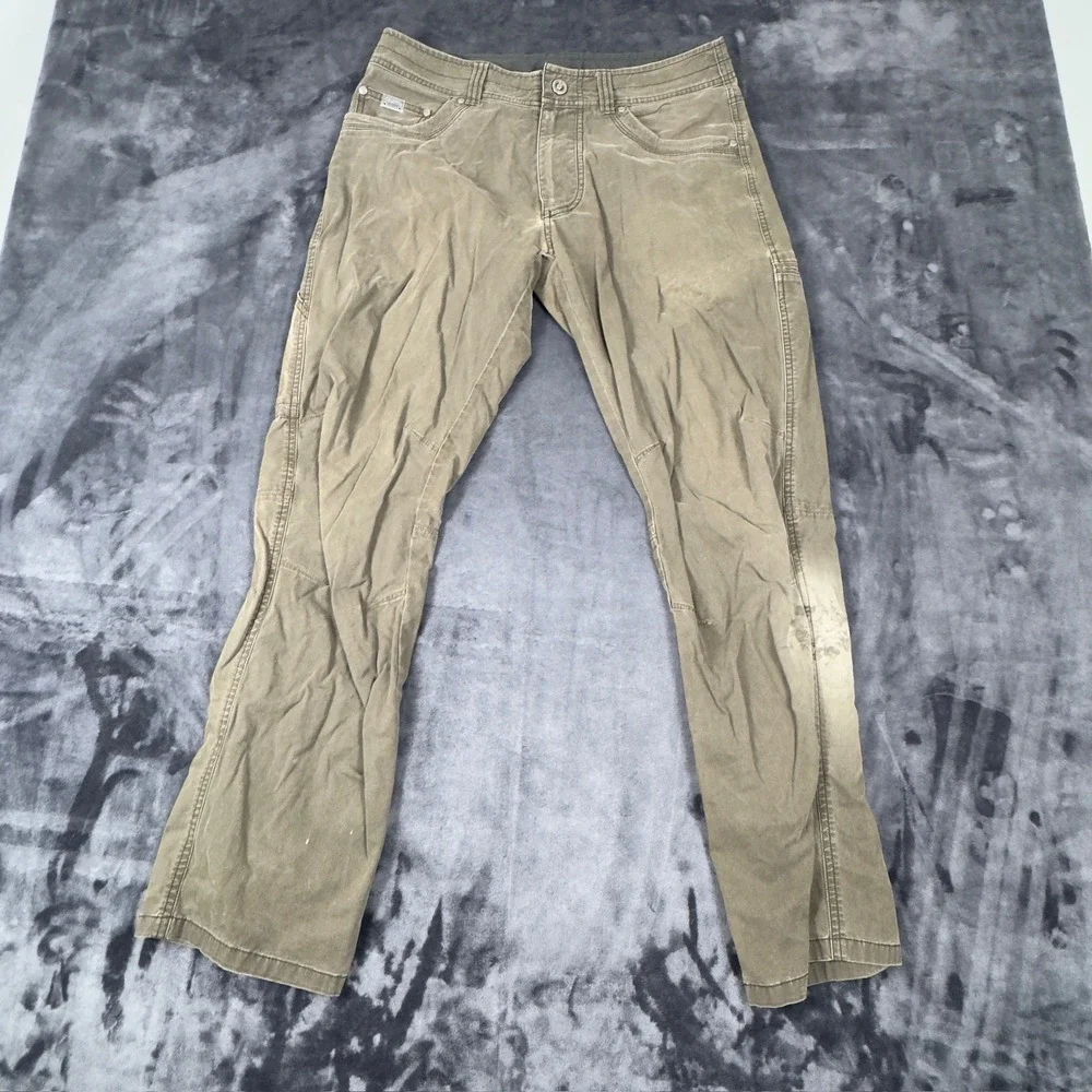 Kuhl Rydr Pants Mens 32x32 Olive Green Cotton Blend Stretch Utility Outdoor 6011